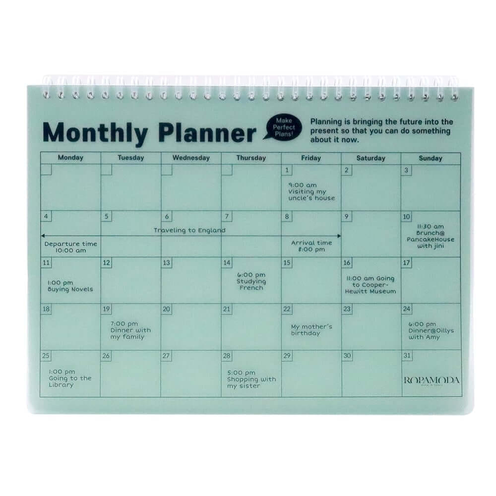 สมุดแพลนเนอร์ แบบตั้งโต๊ะ ROPAMODA รุ่น MONTH DESK PLANNER 85025 ขนาด 23.7 X 23.1 ซม. สีเขียว